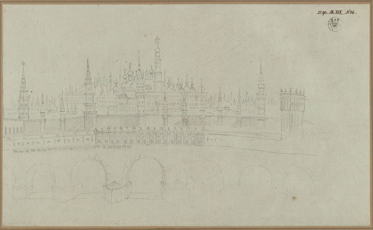 Moskou. Uitzicht op het Kremlin door Karl Friedrich Schinkel