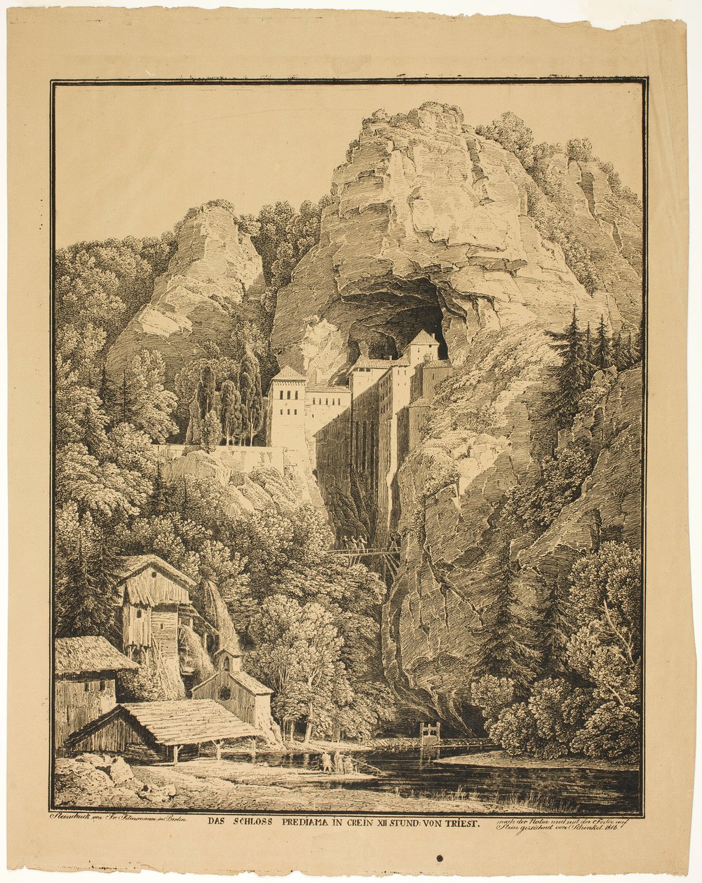 Predjama Kasteel in Krein, Twaalf Uur van Triëst door Karl Friedrich Schinkel