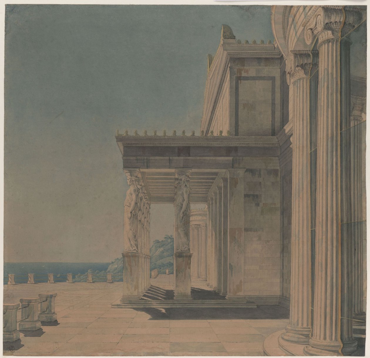 Kasteel Orianda op de Krim. Ontwerp in antieke stijl. Korenhal door Karl Friedrich Schinkel