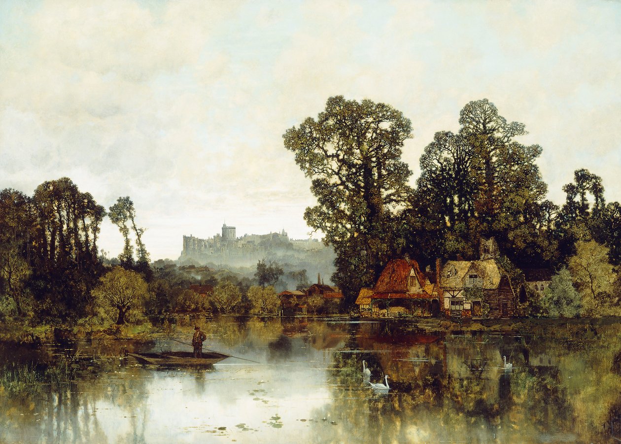 De rivier de Theems met uitzicht op Windsor Castle door Karl Heffner