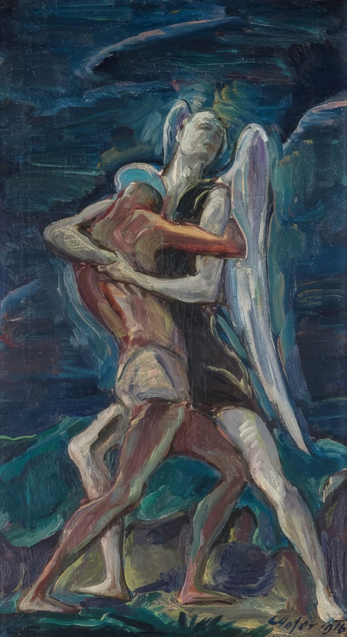 Jakob worstelt met de engel door Karl Hofer