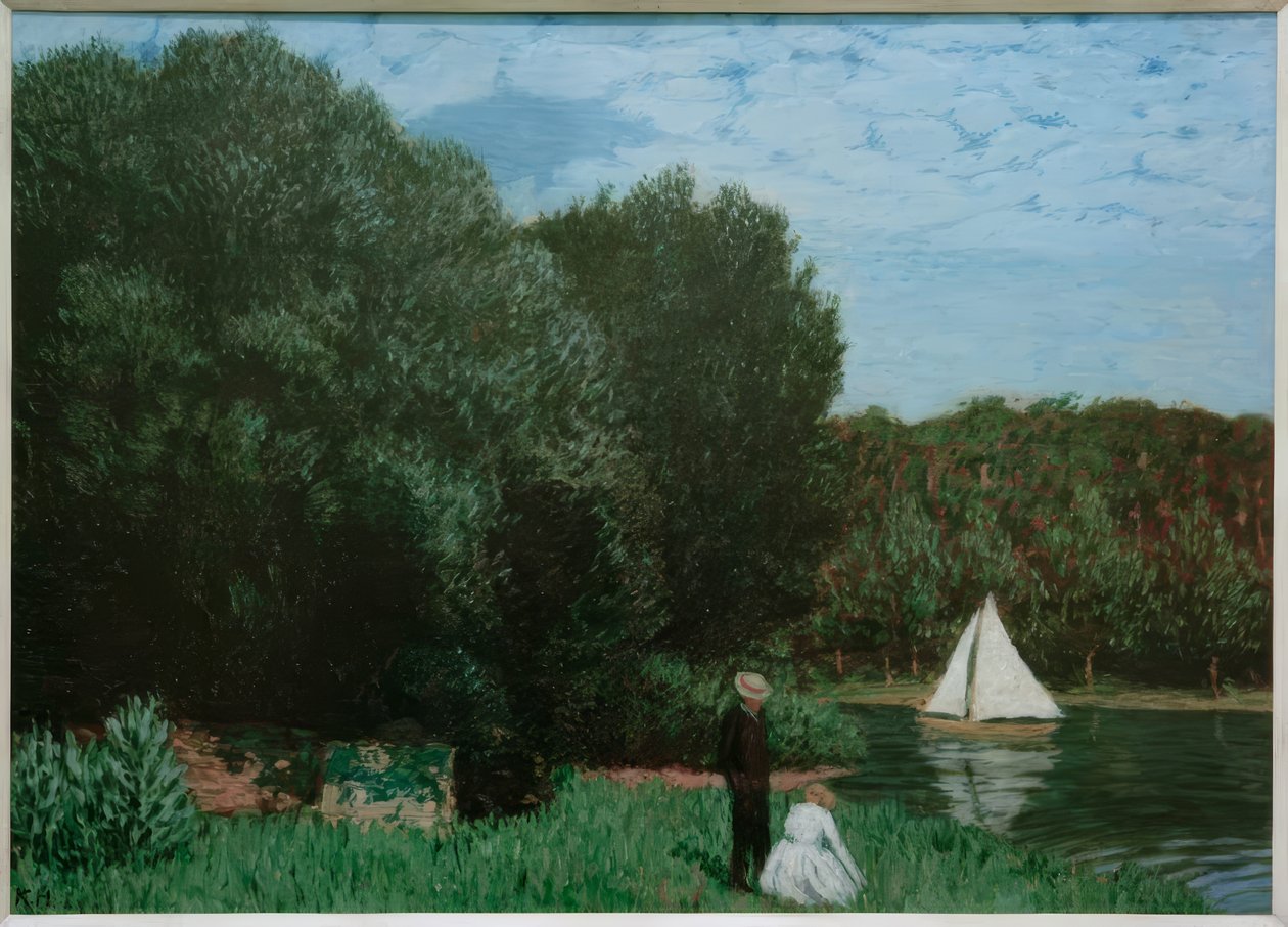 Landschap met zeilboot door Karl Hofer