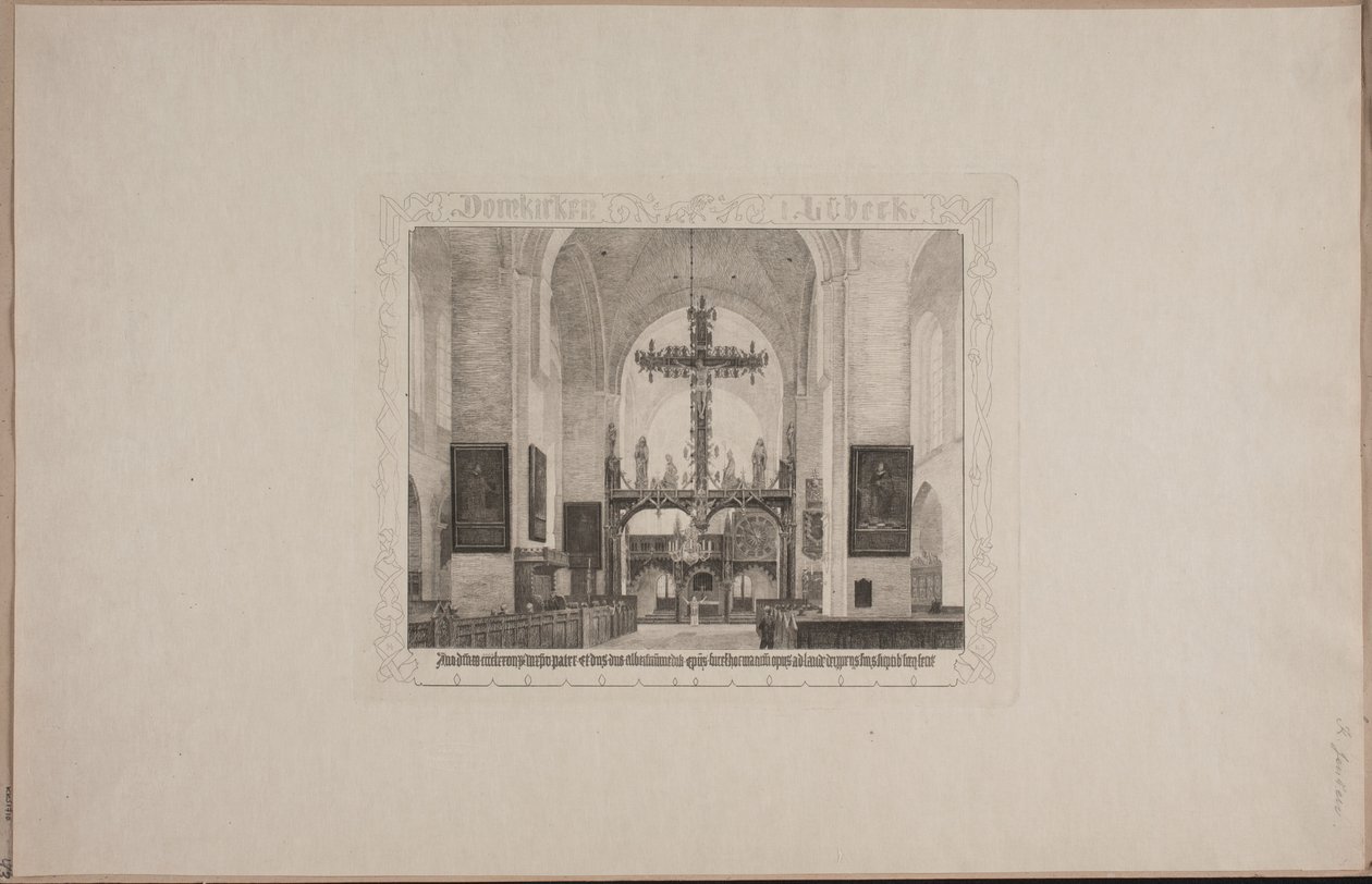 Deens: Interieur van de kathedraal in Lübeck door Karl Jensen