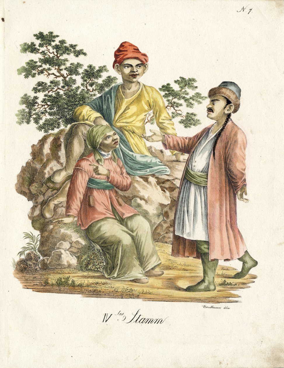 Perzische klederdracht (print) door Karl Joseph Brodtmann