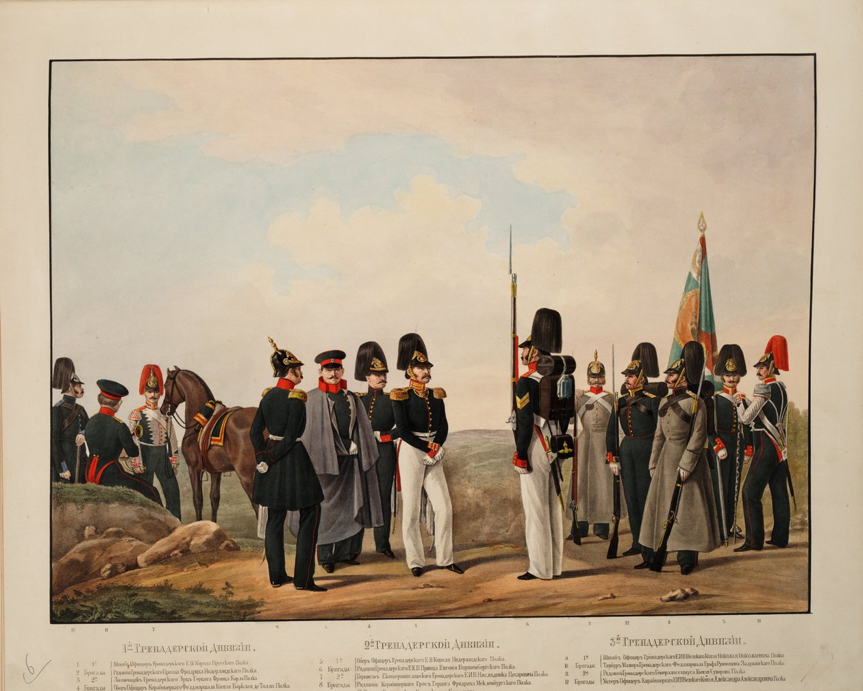 Russische 1e, 2e en 3e Grenadierdivisies, 1845-1855 door Karl Karlovich Piratsky