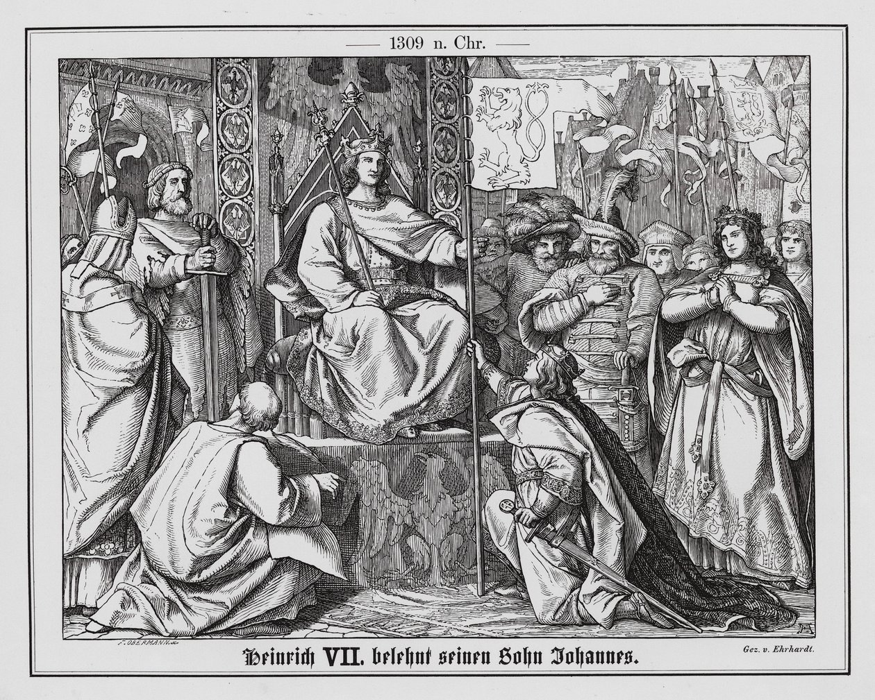 Koning Hendrik VII van Duitsland roept zijn zoon Jan van Bohemen terug door Karl Ludwig Adolf Ehrhardt