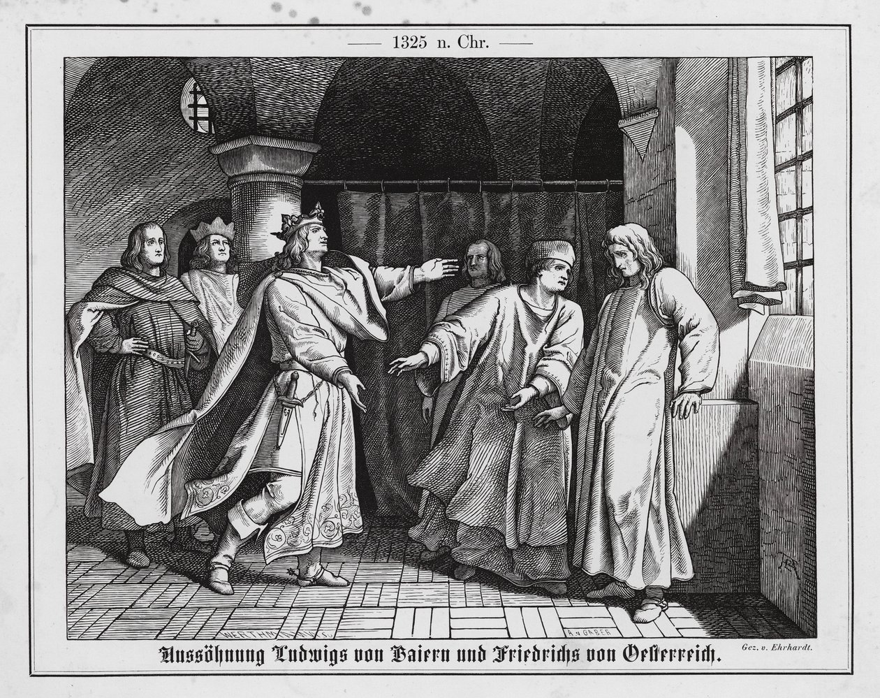 Verzoening van Lodewijk van Wittelsbach en Frederik van Habsburg door Karl Ludwig Adolf Ehrhardt