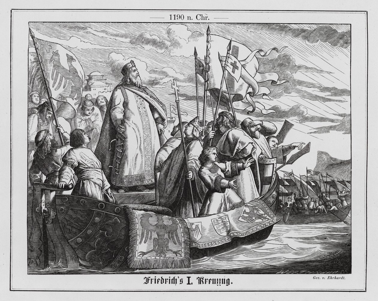 De Heilige Roomse Keizer Frederik I op de Derde Kruistocht door Karl Ludwig Adolf Ehrhardt