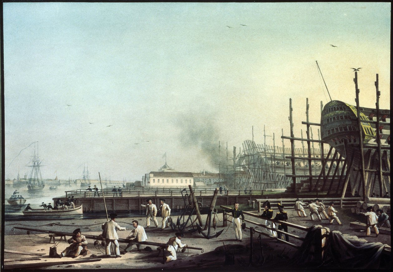 De scheepswerf van de admiraliteit in Sint-Petersburg door Karl Pavlovich Beggrov