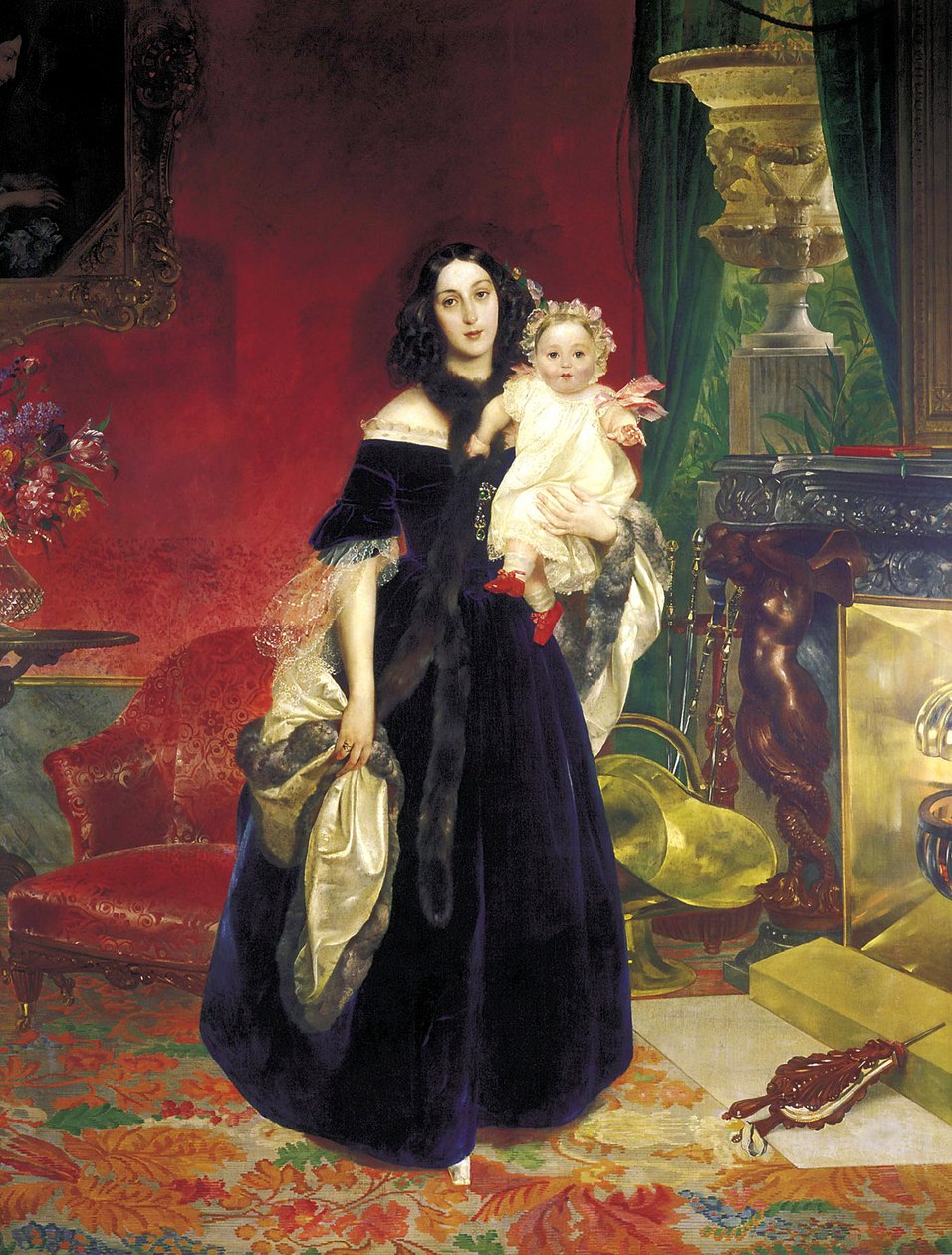 Maria Arkadyevna Stolypina Beck met haar dochter door Karl Pavlovich Bryullov