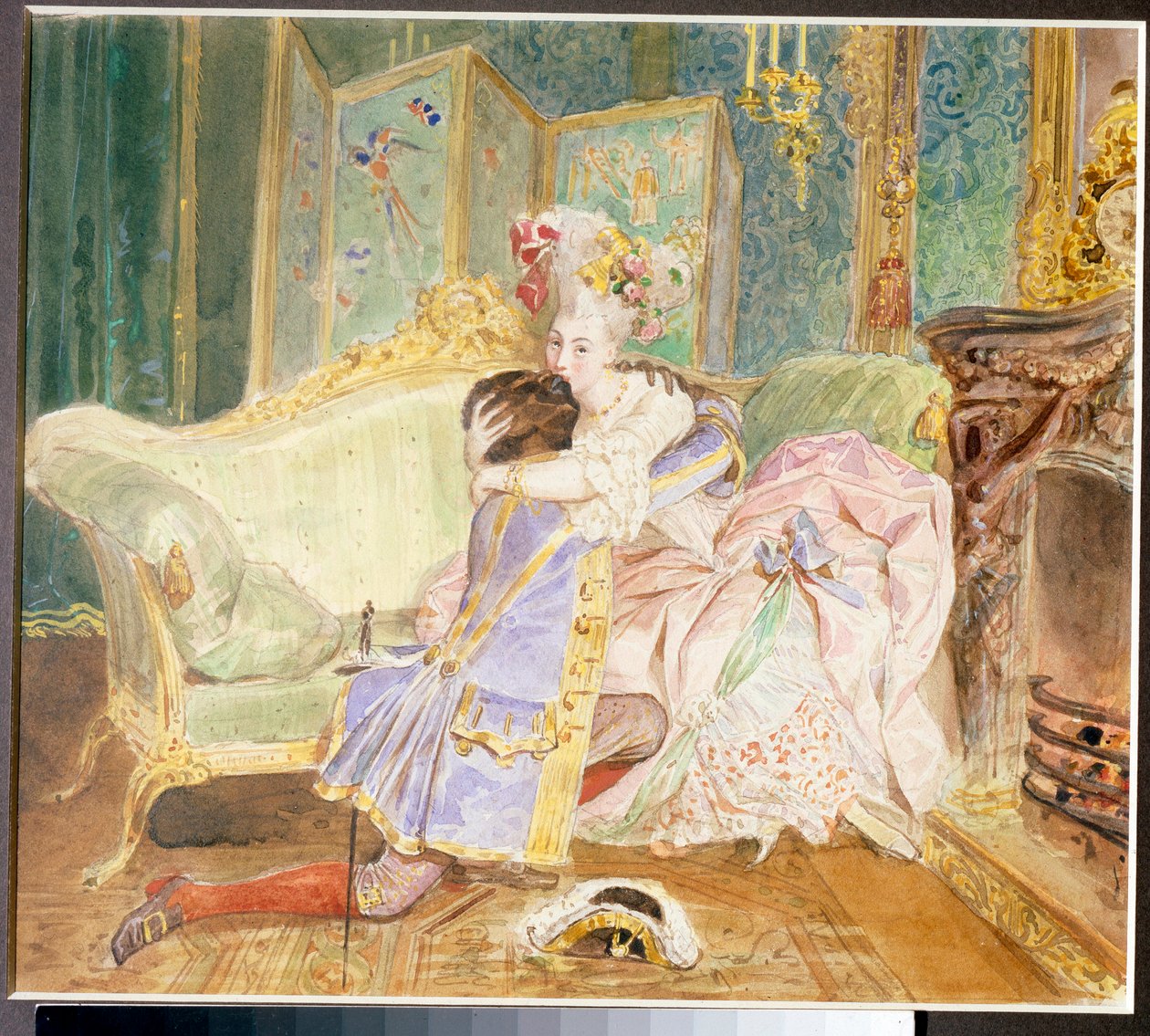Ontmoeting: kus tussen een zwarte man en een witte vrouw van de Russische adel door Karl Pavlovich Bryullov