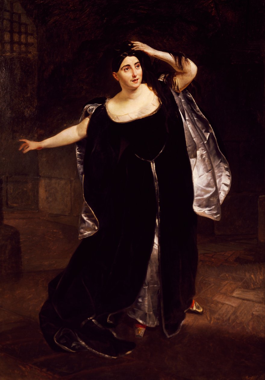 Giuditta Pasta, Italiaanse sopraan, in de waanzinsscène van Anna Bolena, uit de opera van Gaetano Donizetti door Karl Pavlovich Bryullov