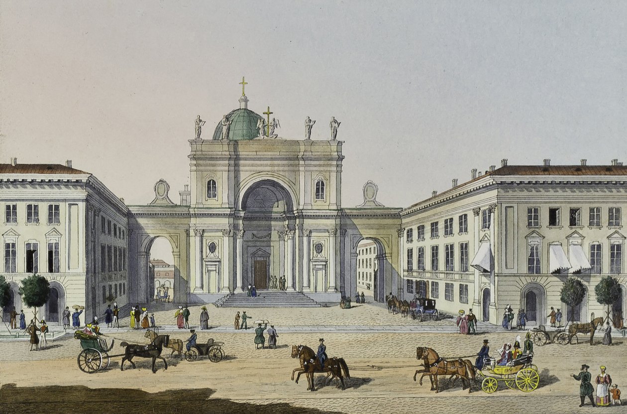 De Katholieke Kerk van St. Catherine in Sint-Petersburg, eerste helft van de 19e eeuw door Karl Petrovich Beggrov