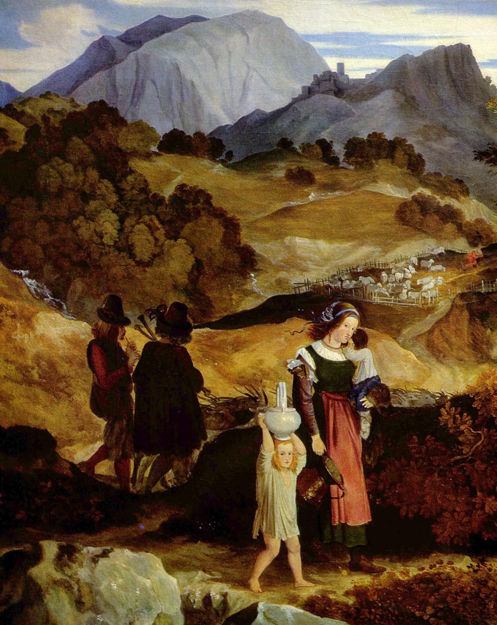 Duits: Berglandschap bij Subiaco met herders
 (detail) door Karl Philipp Fohr