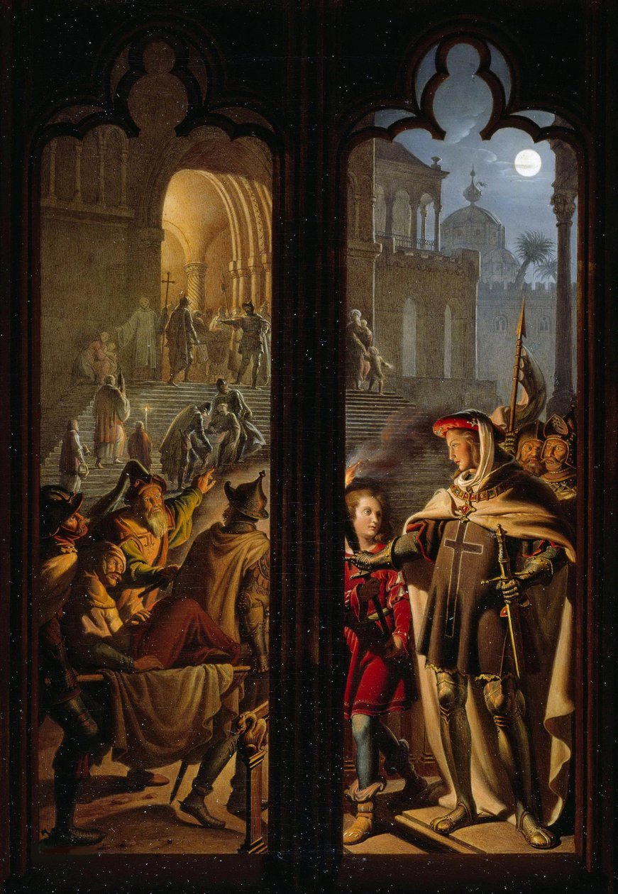 Teutoonse Ridders als ordonnansen in Jeruzalem, 1824 door Karl Wilhelm Kolbe the Younger