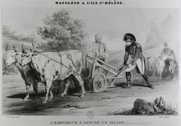 Napoleon (1769-1821) op St. Helena, gegraveerd door Francois le Villain door Karl after Loeillot Hartwig
