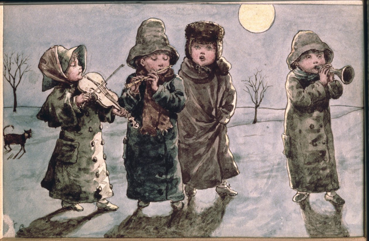 Kerstliederen zingen door Kate Greenaway