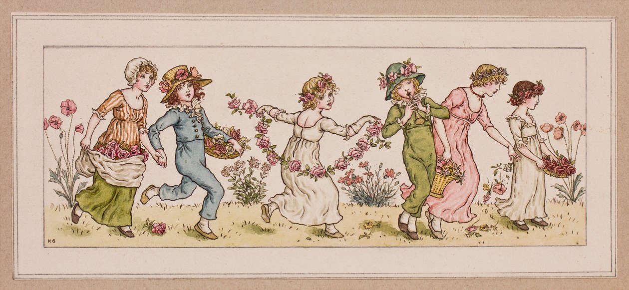 Bloemen en muziek door Kate Greenaway