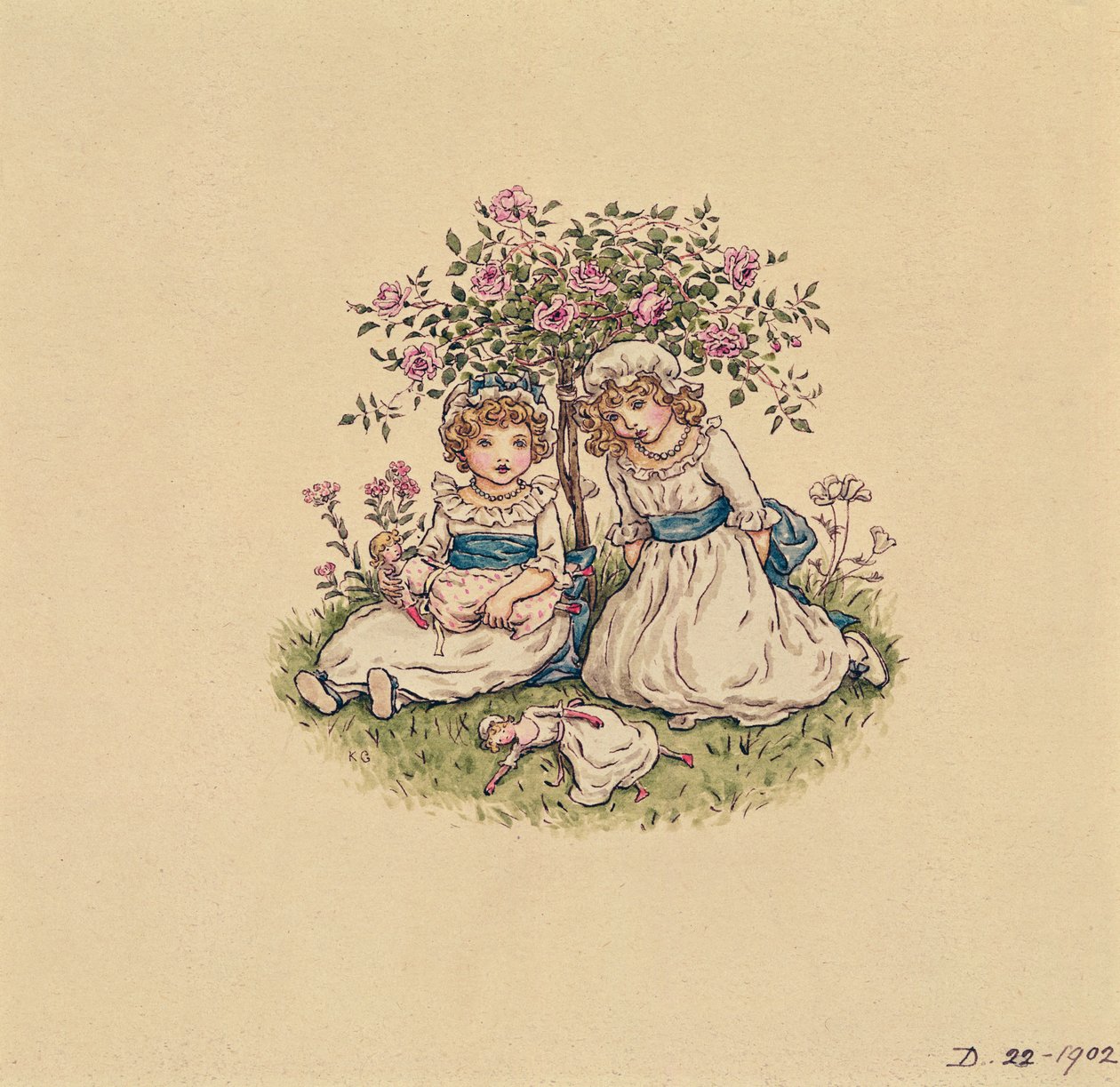 Illustratie voor Valentijnsdag 1902 door Kate Greenaway