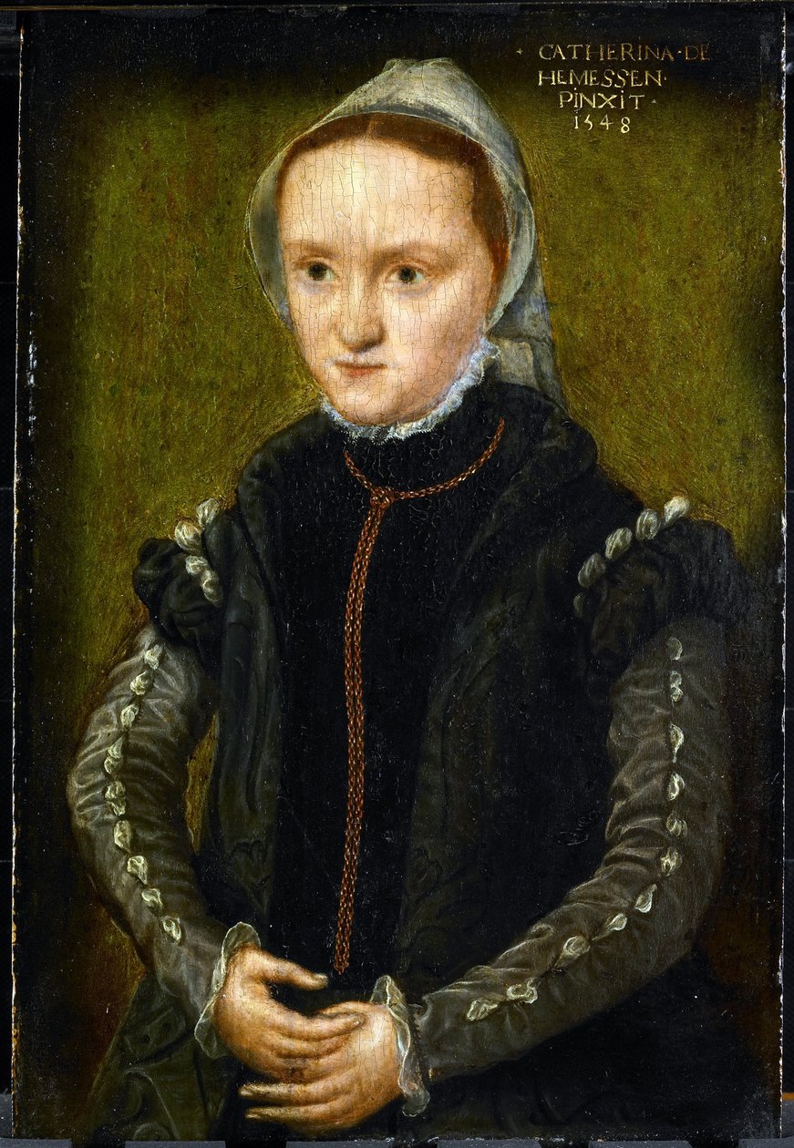 Portret van een Vrouw, waarschijnlijk een Zelfportret door Katharina van Hemessen