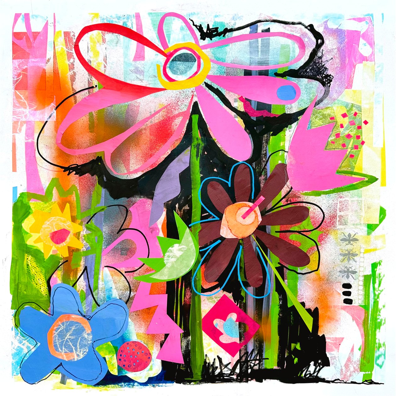 urban eden, 2025 (gemengde techniek op papier) door Kathy Dunaway