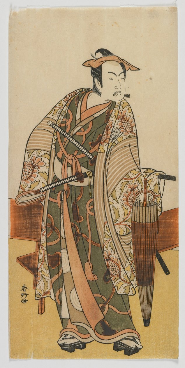 De acteur Ichimura Uzaemon VIII als een bezoeker van de Yoshiwara, Edo periode, late 1770s door Katsukawa Shunko