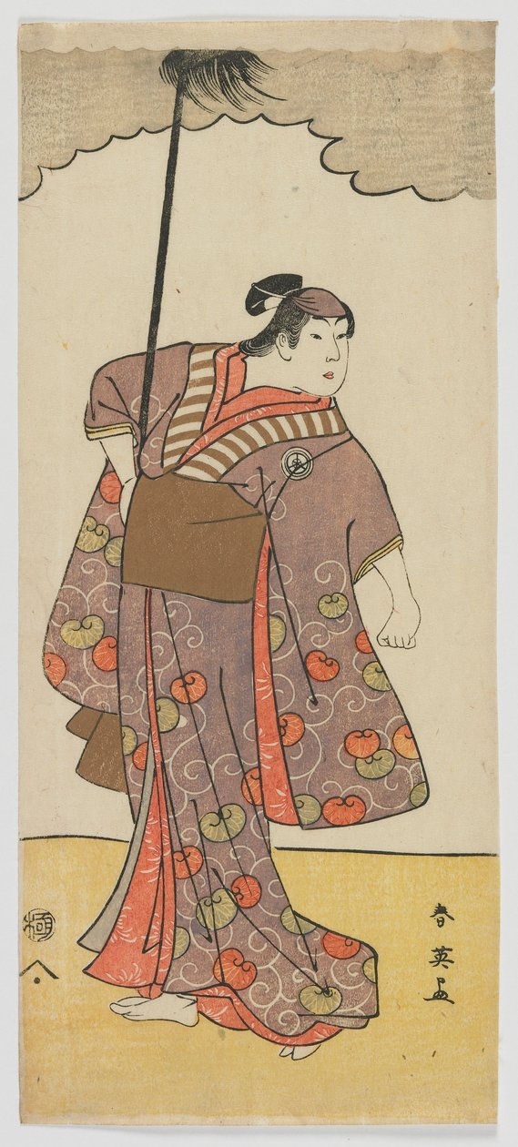 De acteur Iwai Hanshiro IV als een vrouwelijke yakko (lakei) Edo-periode, c.1791 door Katsukawa Shun ei