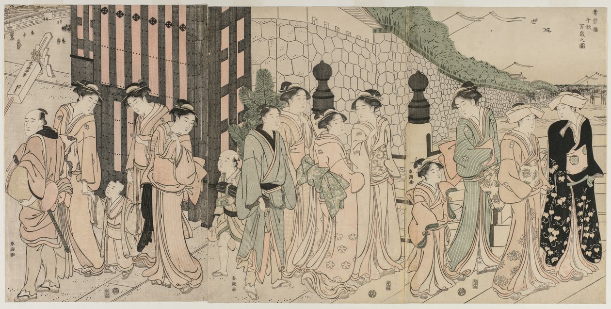Duizend Herfsten, Tienduizend Jaren op de Tokiwa-brug door Katsukawa Shuncho
