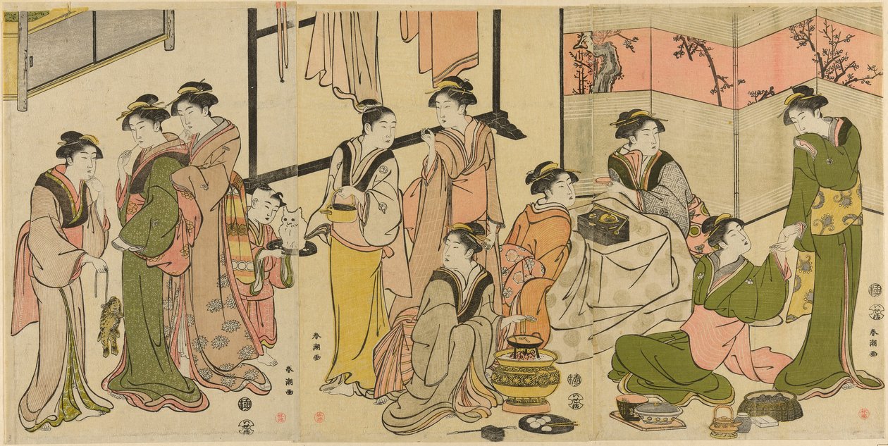 Rond de Kotatsu door Katsukawa Shuncho