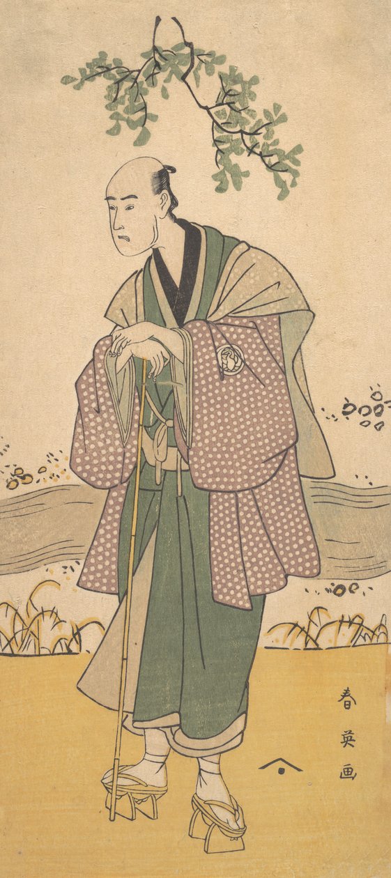De Derde Bando Hikosaburo als een Man die aan de Oever van een Rivier Staat, ca. 1793 door Katsukawa Shun