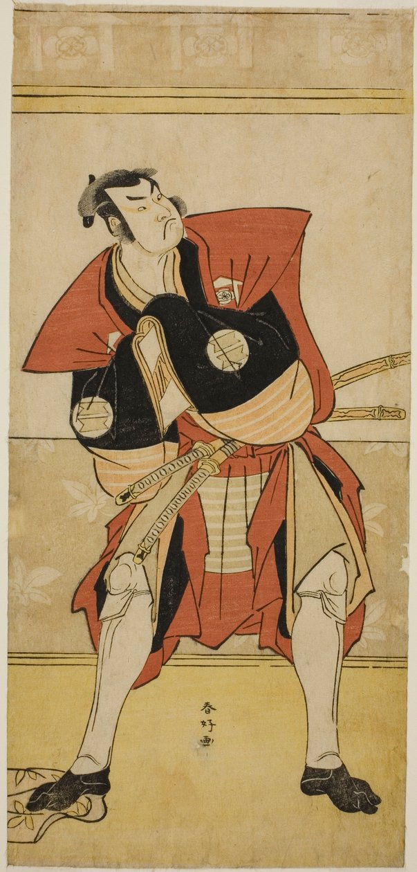 De acteur Sakata Hangoro III als Omi no Kotoda in het toneelstuk Haru no Nishiki Date-zome Soga, opgevoerd in het Nakamura Theater in de tweede maand, 1790 door Katsukawa Shunkо̄