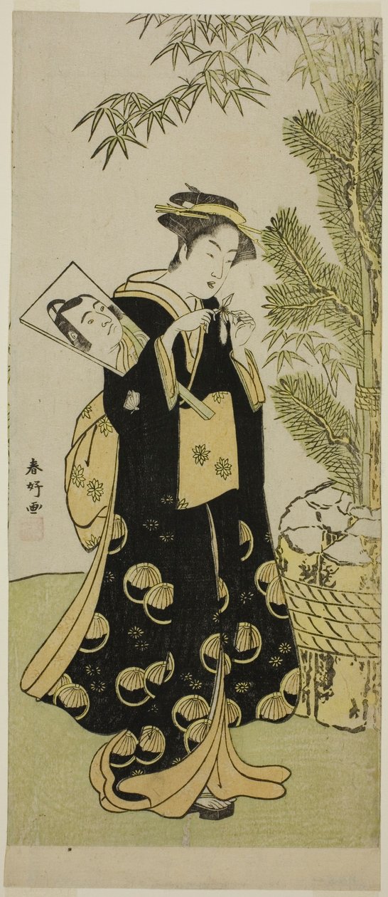 De acteur Segawa Kikunojo III als Otora in het toneelstuk Ume-goyomi Akebono Soga, opgevoerd in het Ichimura Theater in de derde maand, 1780 door Katsukawa Shunkо̄