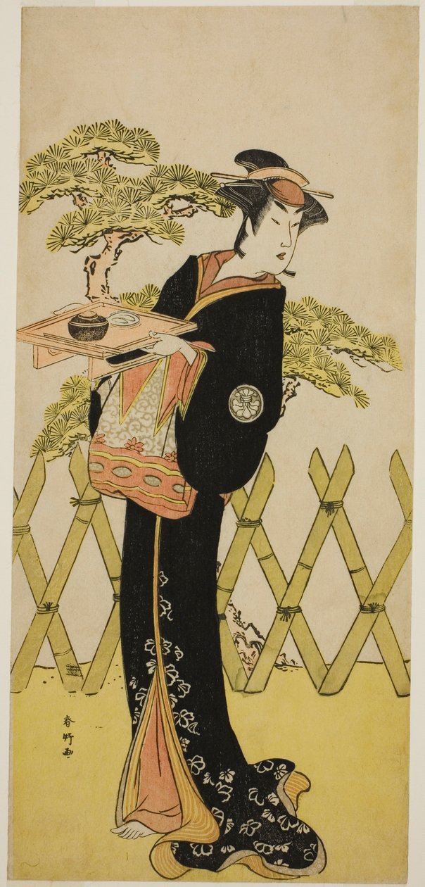 De acteur Segawa Tomisaburo II als Lady Masago (Masago Gozen) () in het toneelstuk Genji Saiko Kogane no Tachibana (), Opgevoerd in het Ichimura Theater () in de Elfde Maand, 1788 () door Katsukawa Shunkо̄