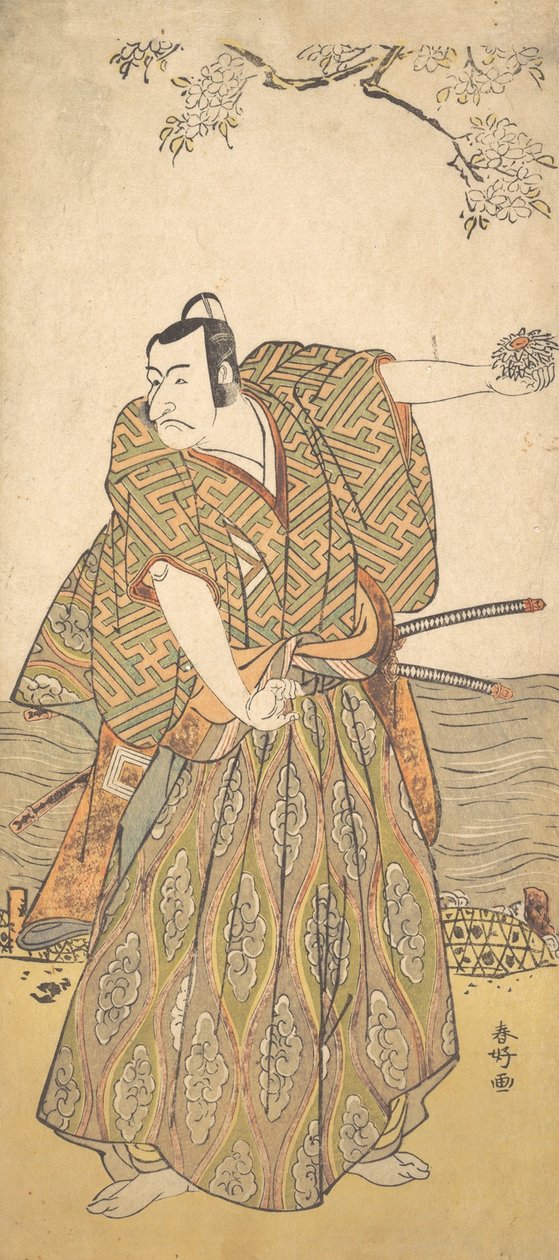 De vijfde Ichikawa Danjuro als een samoerai door Katsukawa Shunko