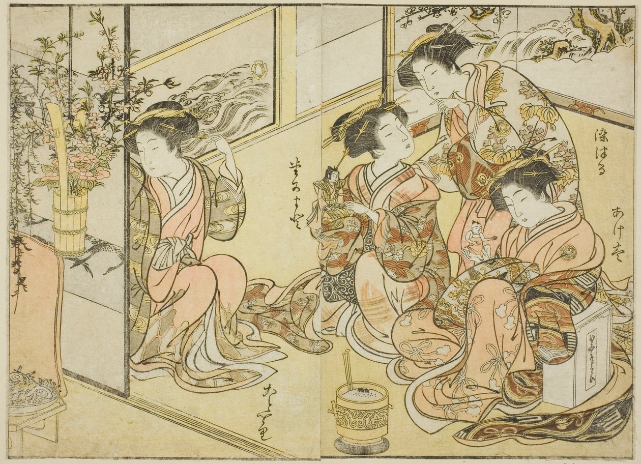 Courtisanes van de Matsuneya, uit het boek "Spiegel van mooie vrouwen van de plezierwijken," deel 1 door Katsukawa Shunsho