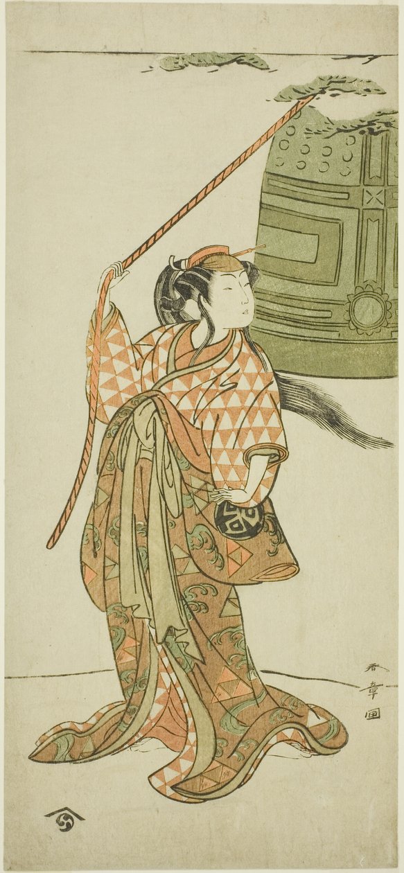 De Acteur Arashi Hinaji I Dansend "Musume Dojo-ji" (De Maagd bij Dojo Tempel) door Katsukawa Shunsho