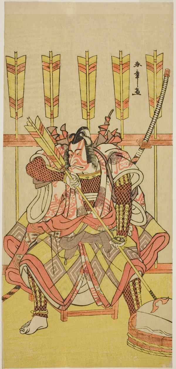 De acteur Ichikawa Danjuro V als Yanone Goro in het stuk Kuruwa-gayoi Komachi Soga, uitgevoerd in het Nakamura Theater in de vijfde maand, 1781 door Katsukawa Shunsho