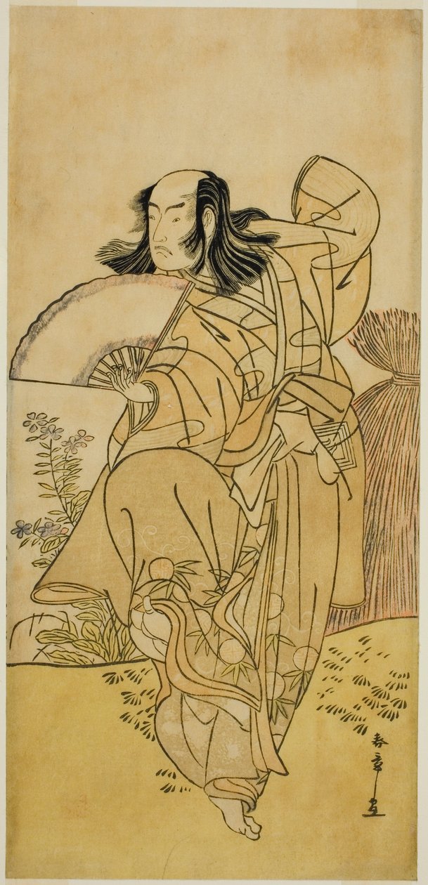 De acteur Ichikawa Yaozo III als Kusunoki Uraminosuke vermomd als een mannelijke vos door Katsukawa Shunsho