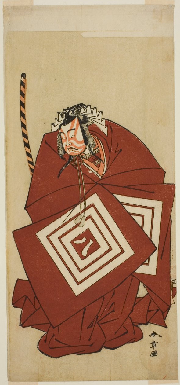 De acteur Ichikawa Yaozo II als Hachio-maru Aratora in het stuk Chigo Sakura Jusan Kane, uitgevoerd in het Ichimura Theater in de elfde maand, 1774 door Katsukawa Shunsho