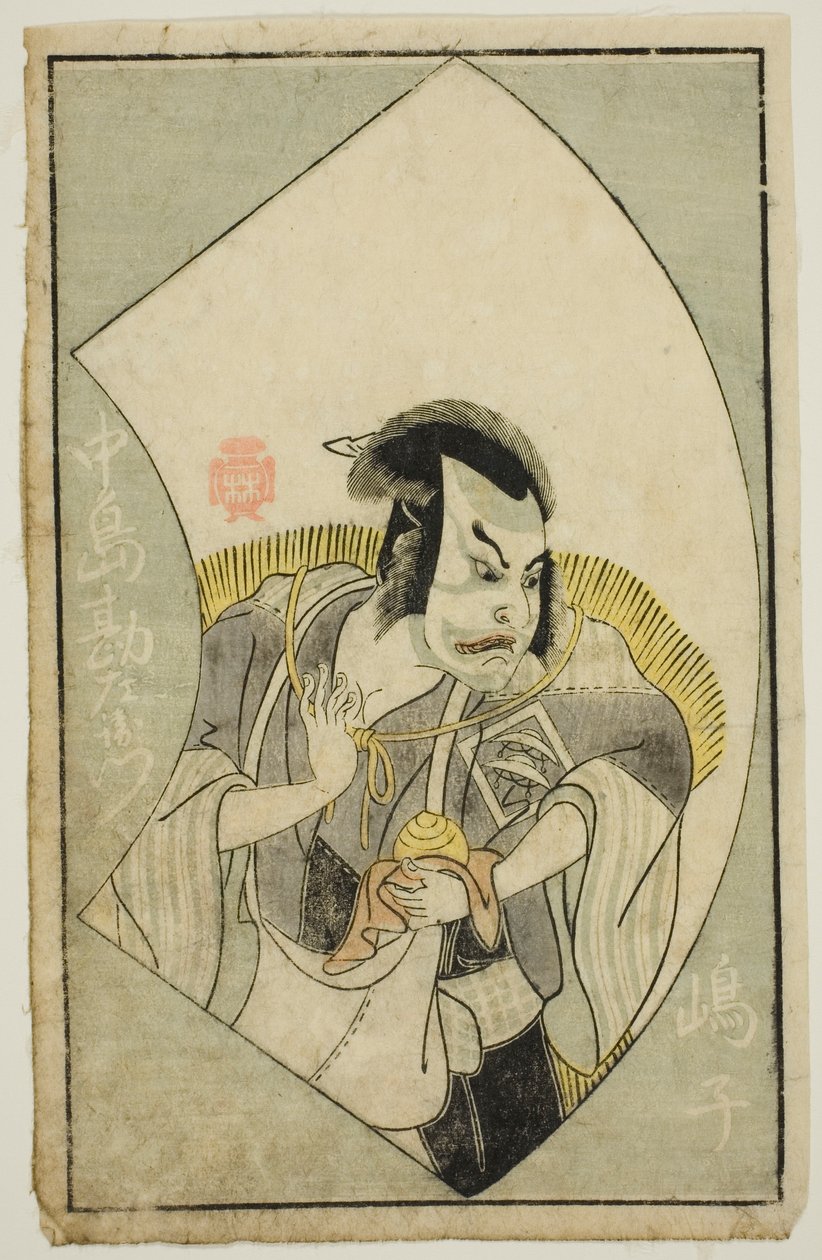 De Acteur Nakajima Kanzaemon III, uit "Een Prentenboek van Toneelwaaiers" door Katsukawa Shunsho