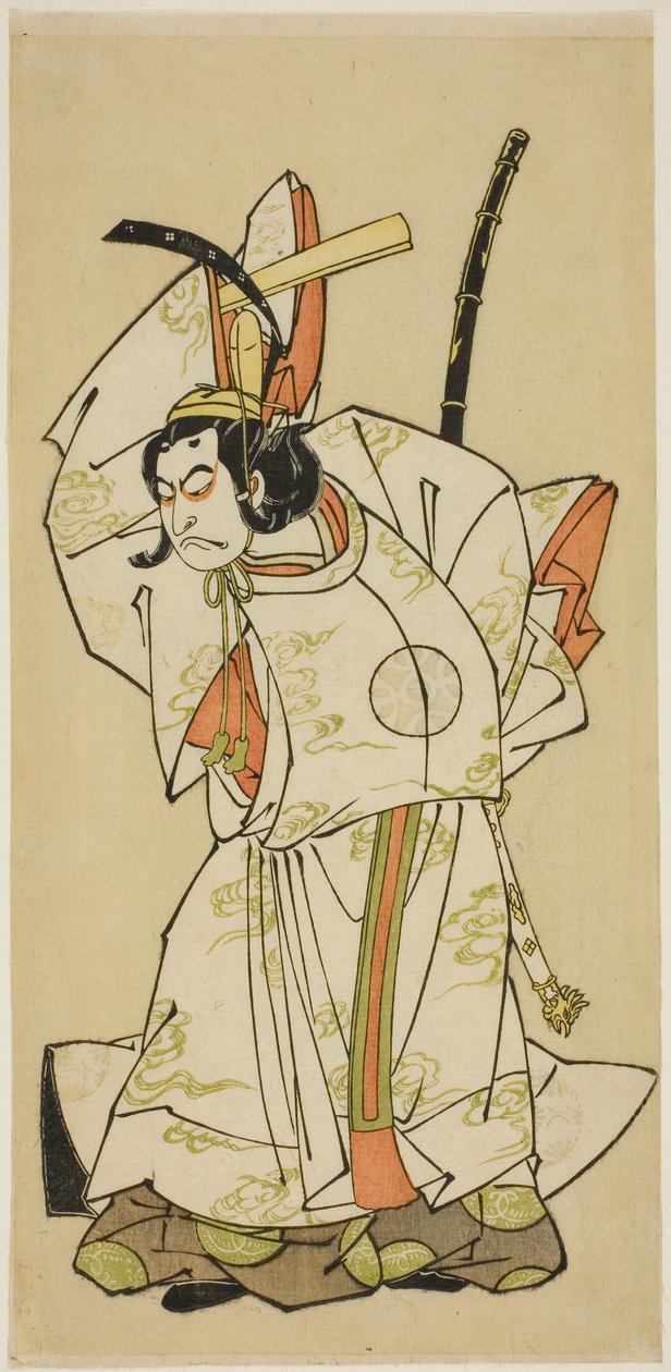 De acteur Nakamura Nakazo I als prins Koreakira (?) in het stuk Gohiiki Kanjincho, uitgevoerd in het Nakamura Theater in de elfde maand, 1773 door Katsukawa Shunsho