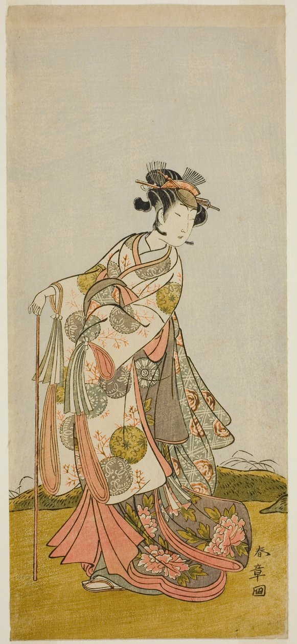 De Acteur Nakamura Noshio I als Prinses Usuyuki in het stuk "Shin Usuyuki Monogatari," uitgevoerd in het Morita Theater in de vijfde maand, 1774 door Katsukawa Shunsho