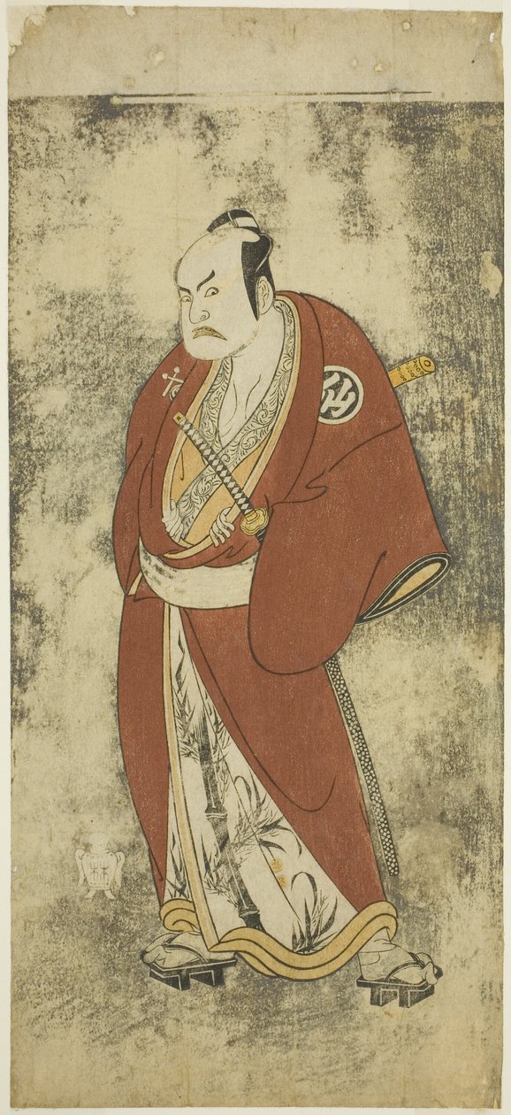 De acteur Nakamura Sukegoro II als Kaminari Shokuro in de Joruri 
