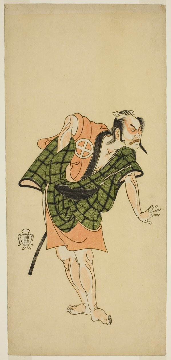 De Acteur Otani Hiroji III als Onio Shinzaemon (?) in het Toneelstuk Bunshin Sugatami Soga (?), Opgevoerd in het Morita Theater (?) in de Tweede Maand, 1765 (?) door Katsukawa Shunsho