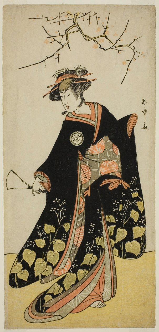 De acteur Segawa Kikunojo III als de geest van Joro-gumo (Hoer Spin) vermomd als de Maiko Tsumagiku (?), in het stuk Shitenno Tonoi no Kisewata (?), uitgevoerd in het Nakamura Theater (?) in de elfde maand, 1781 (?) door Katsukawa Shunsho