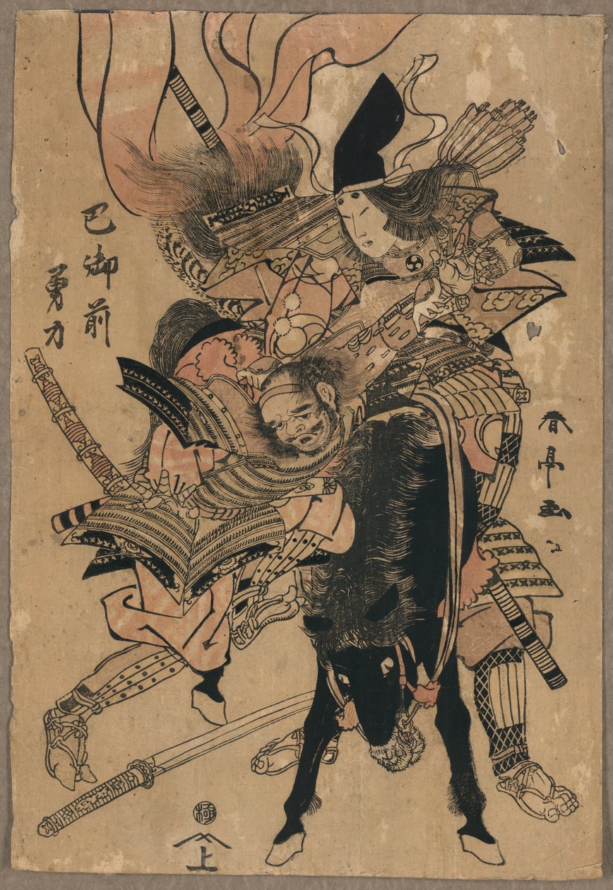 De machtige Tomoe Gozen, ca. 1810 (kleurenhoutsnede) door Katsukawa Shuntei