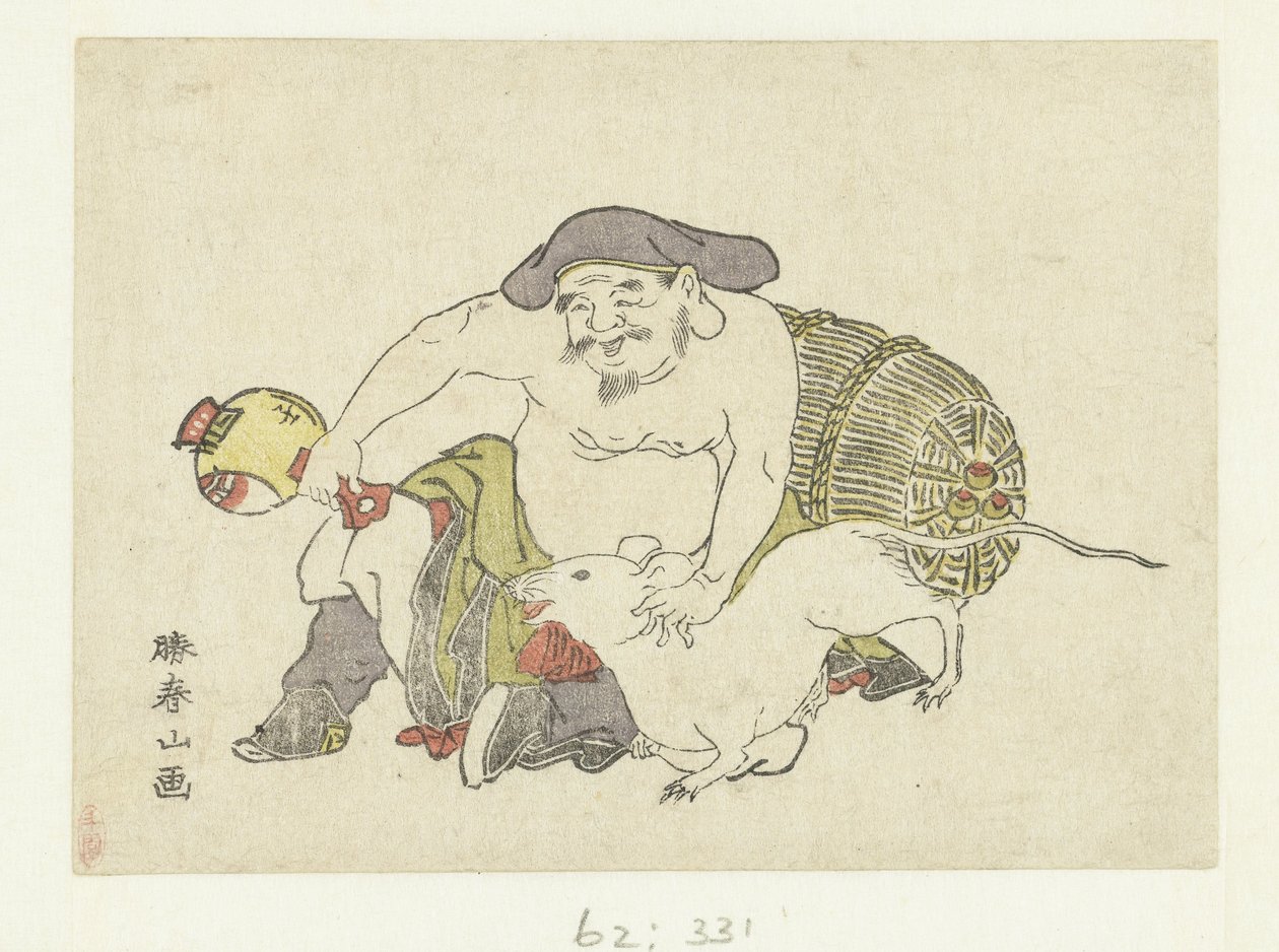 Daikoku en zijn Rat door Katsukawa Shunzan