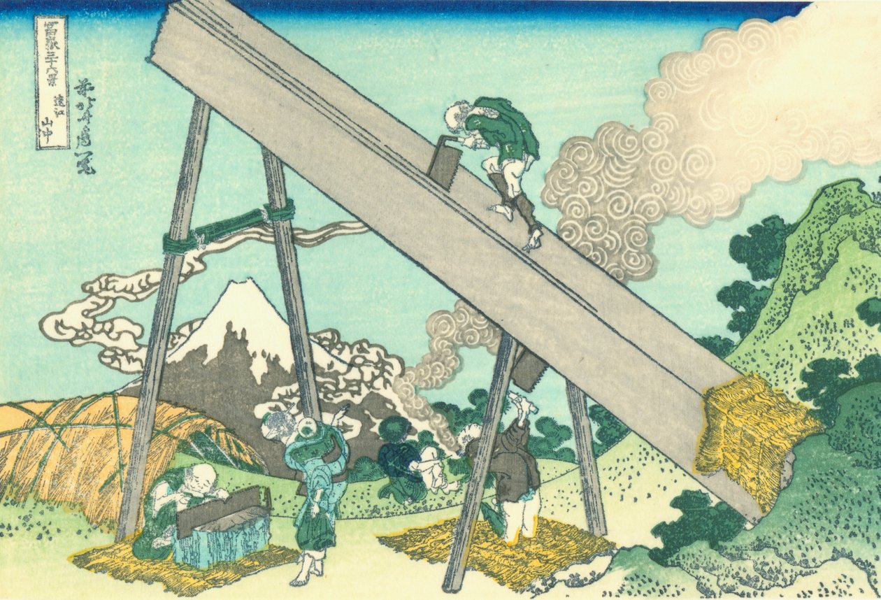 In de bergen van Totomi door Katsushika Hokusai