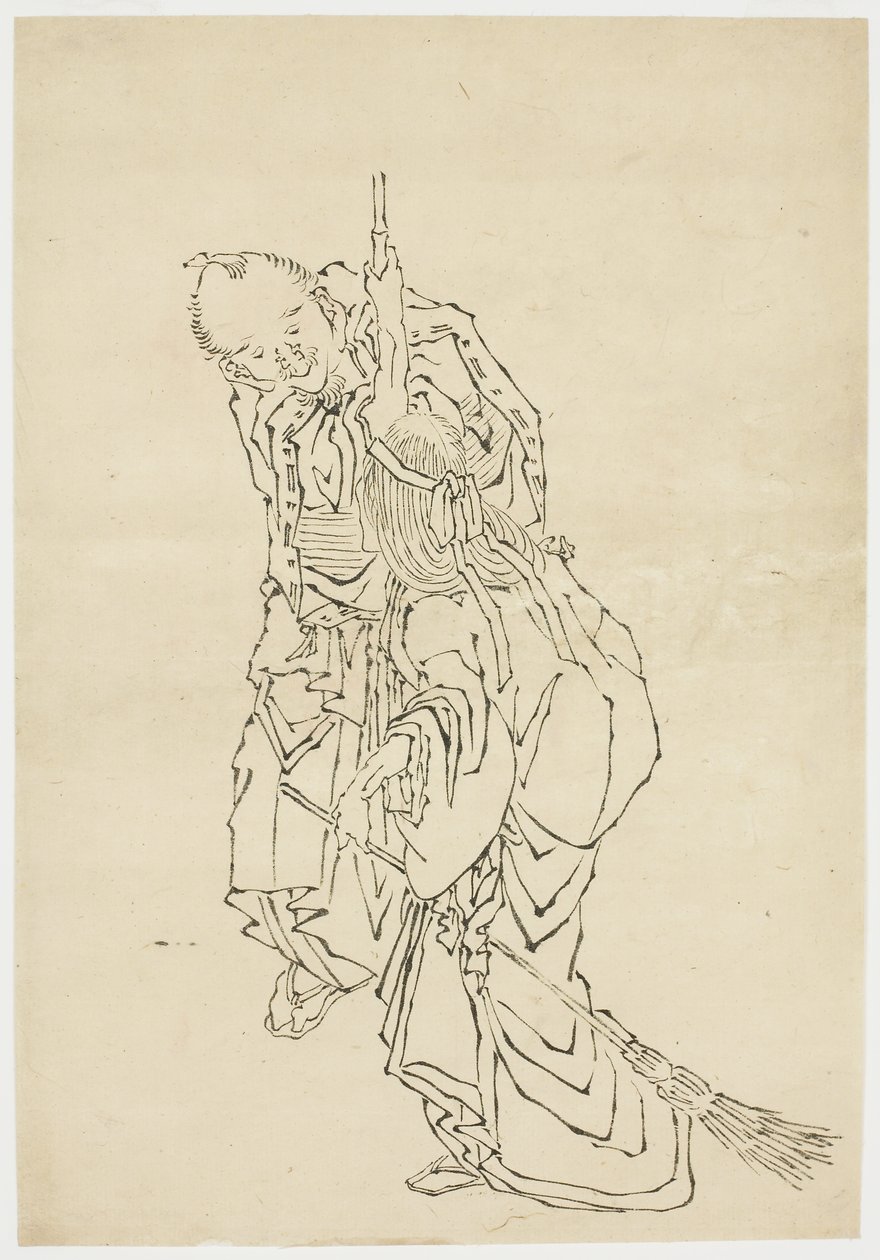 Jo en Uba; Thema van Takasago door Katsushika (school of) Hokusai