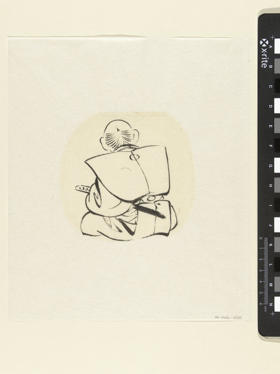 Zittende man, op de rug gezien door attributed to Katsushika Hokusai